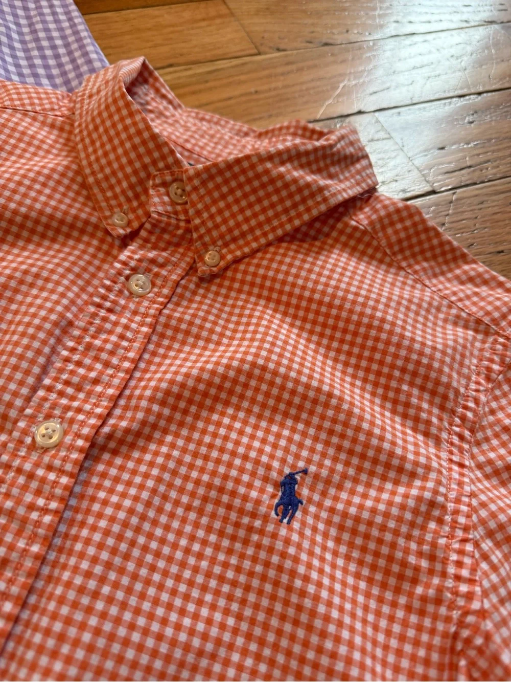 Ralph Lauren Polo Purple/Orange Button Down Shirt Boys Size L 14-16 Lot Of 2
